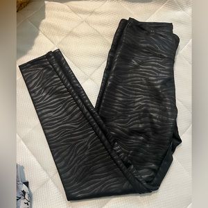 Express faux leather look zebra striped leggings